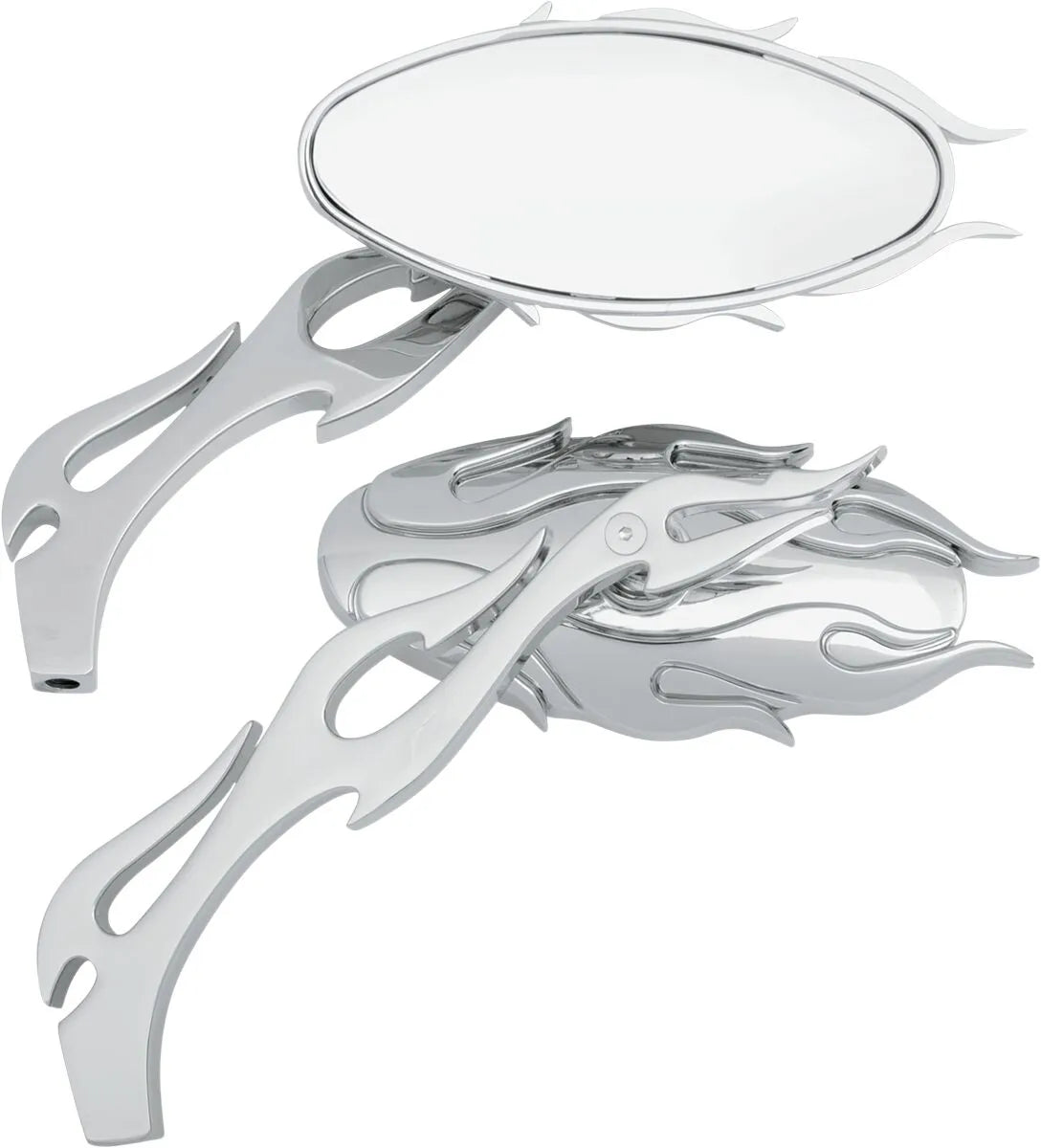 Drag Specialties Flame Oval Mirrors Chrome