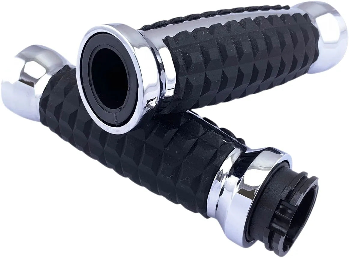 Drag Specialties Grenade Grips - Chrome/black