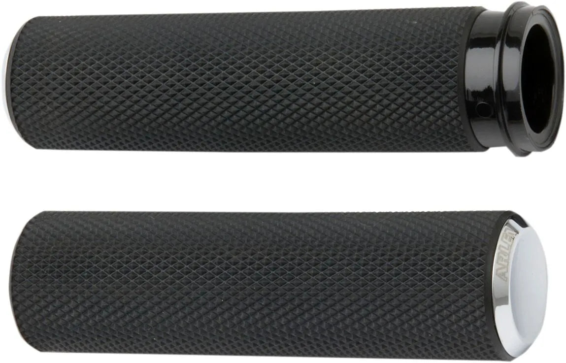 Arlen Ness Knurled Grips - Black/chrome
