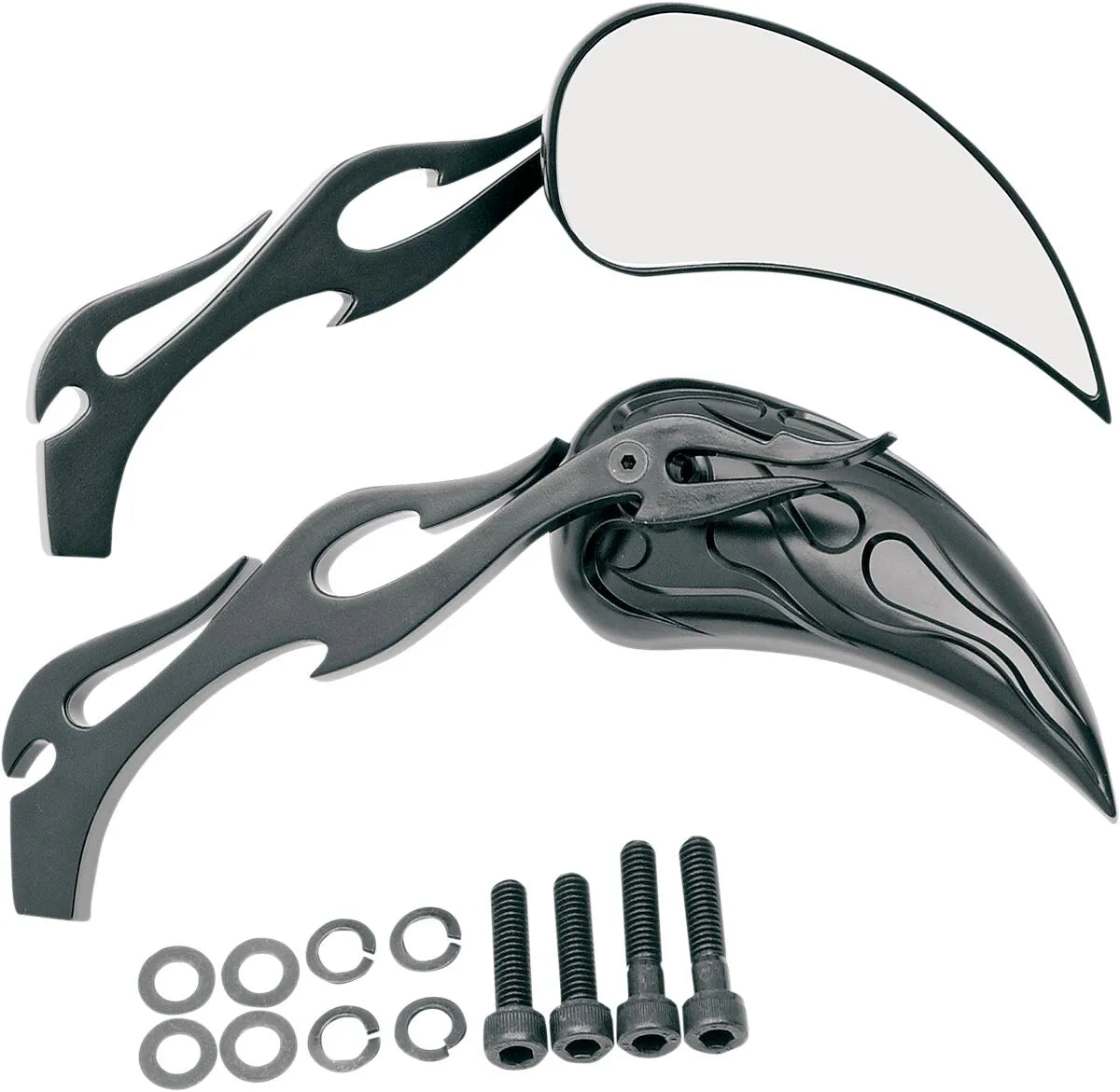 Drag Specialties Flame Teardrop Mirrors