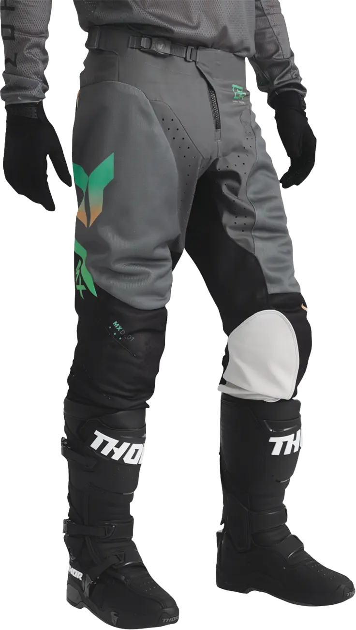 Thor Launchmode Air Raptor Racewear Pants - Black/Green/Orange/Charcoal Gray