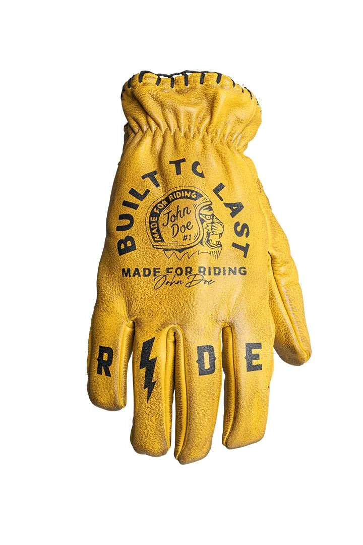 John Doe Coyote Leather Motorcycle Gloves - Black/Yellow