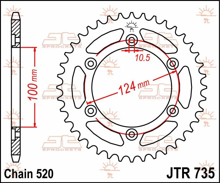 Jt Sprockets Steel Rear Sprocket - 520, 36t
