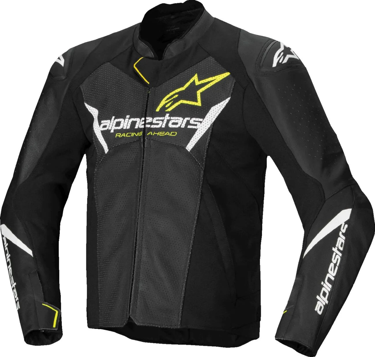 Alpinestars Faster V3 Airflow Leather Jacket - Black/White/Yellow Fluo