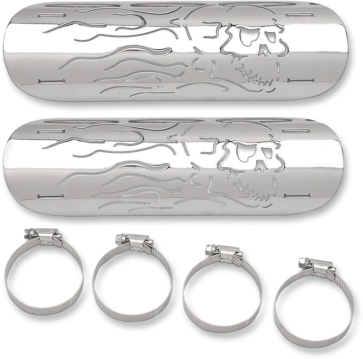 Drag Specialties Flaming Skull Heat Shields For 2"-2.25" Pipes