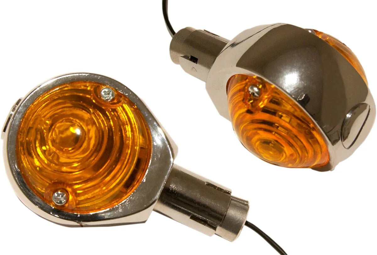Emgo Euro Bar End Lights - Chrome, Amber Lens