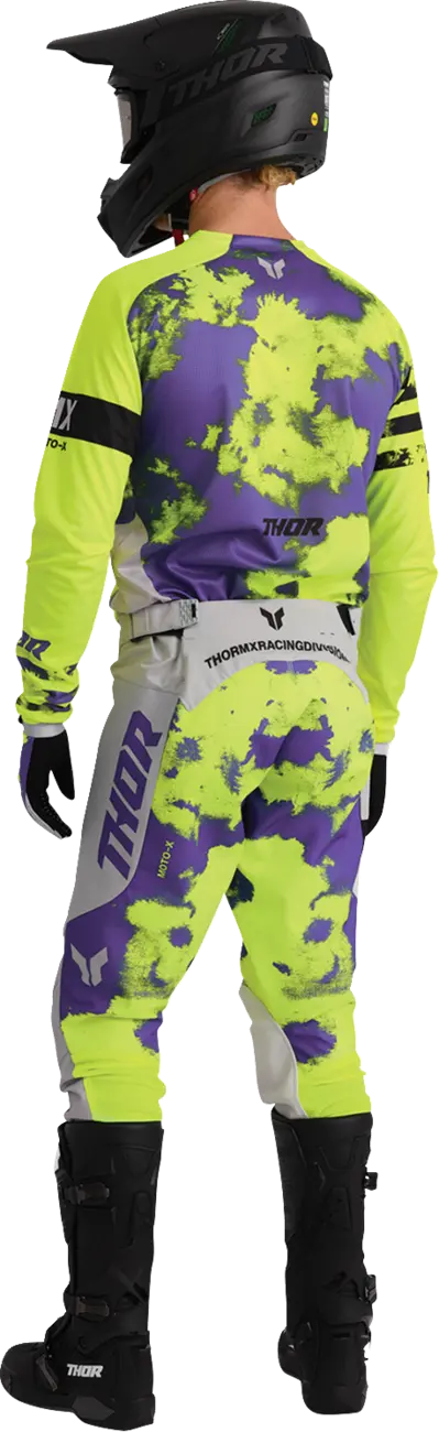 Thor Launchmode Bleach Motocross Jersey - Black/Gray/Purple/Acid