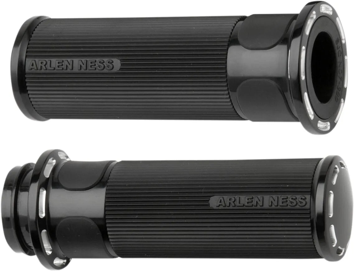 Arlen Ness Slot Track Grips - Black Anodized