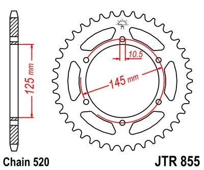 Jt Sprockets Rear Sprocket - 520, 45t, Black Zinc