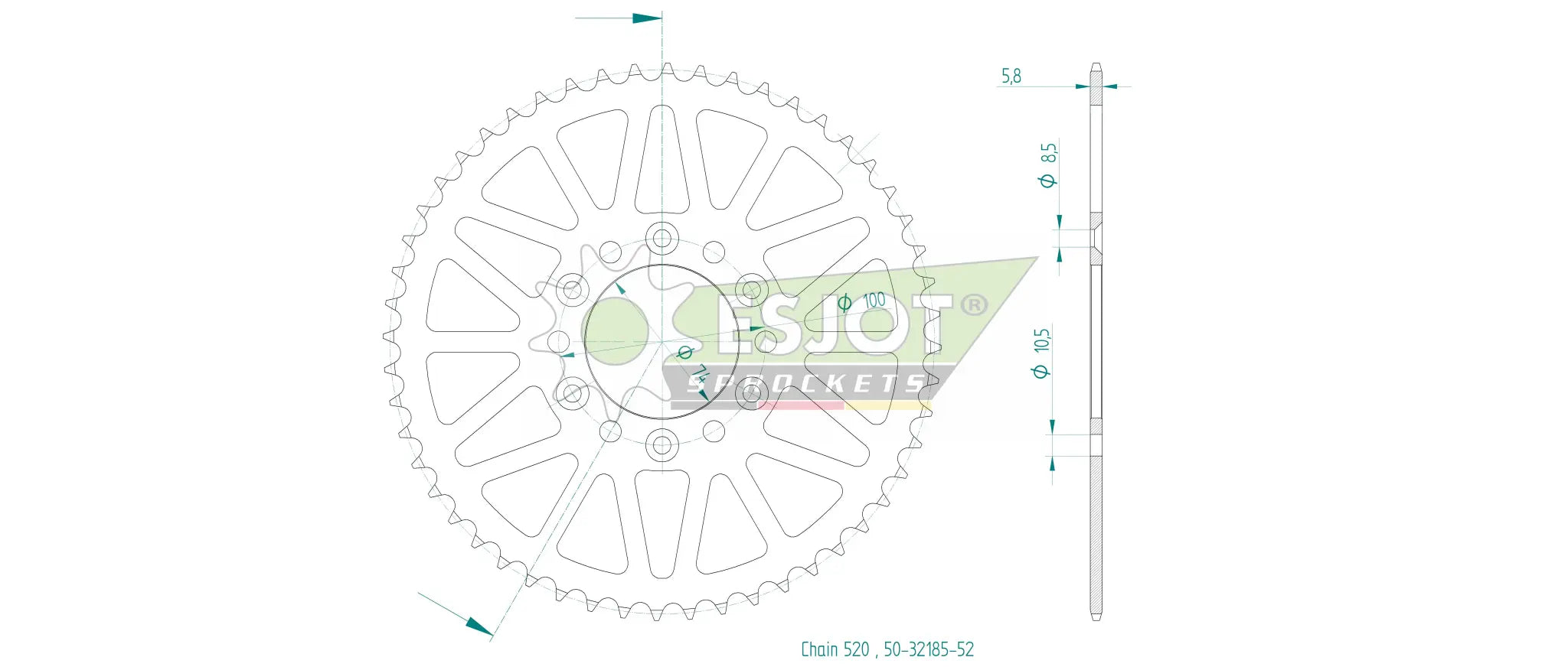 Esjot 520 Steel Rear Sprocket