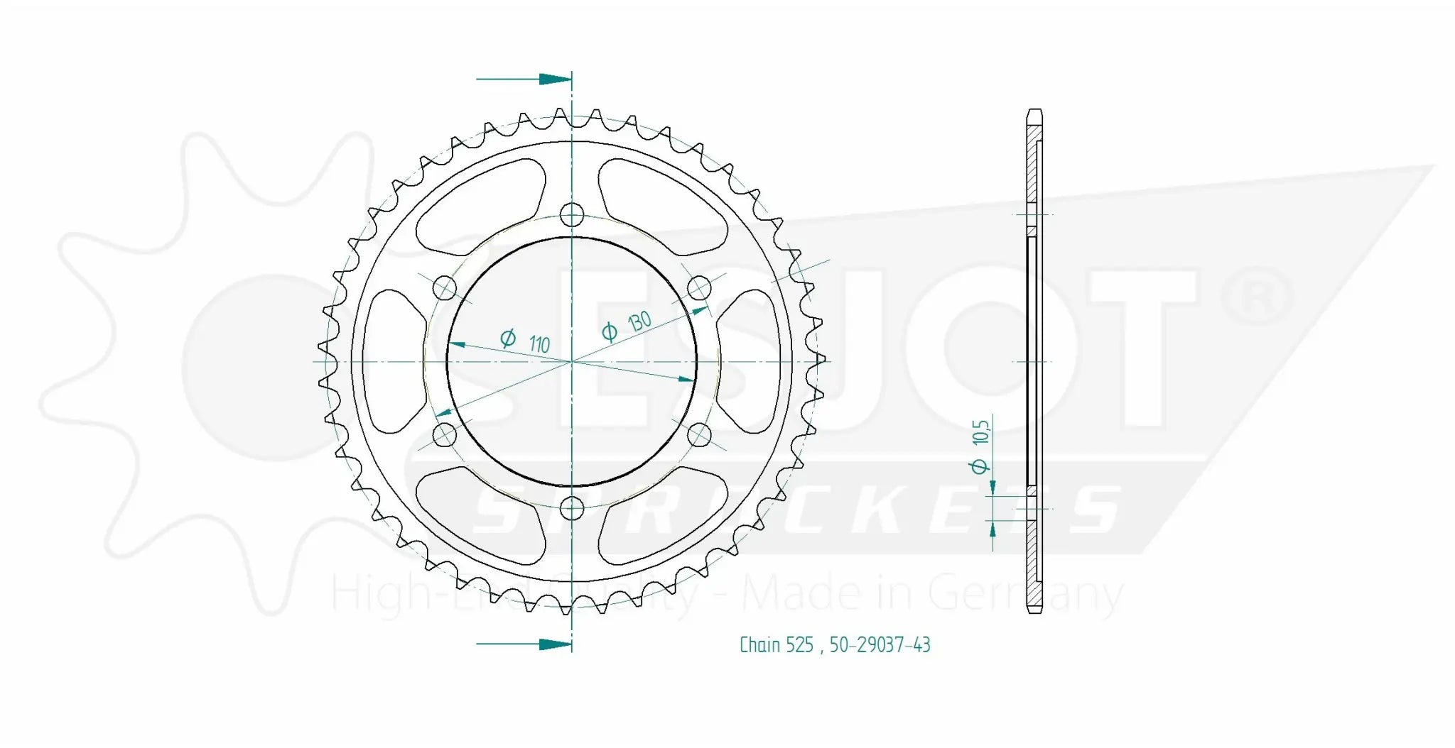 Esjot 525 Sprocket - Rear Steel Sprocket