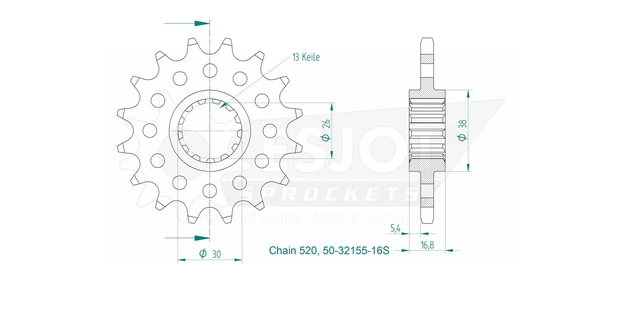 Esjot 520 Sport Sprocket Front - High Performance