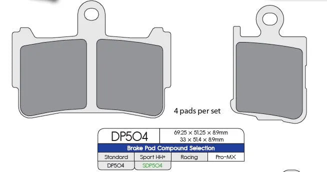 Dp Brakes Sdp504hh+ Sintered Brake Pads (Front)