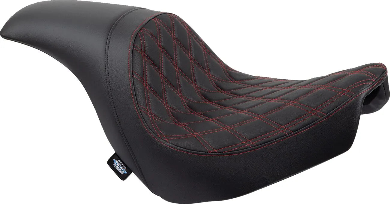 Drag Specialties Predator Seat - Black, Red Stitching