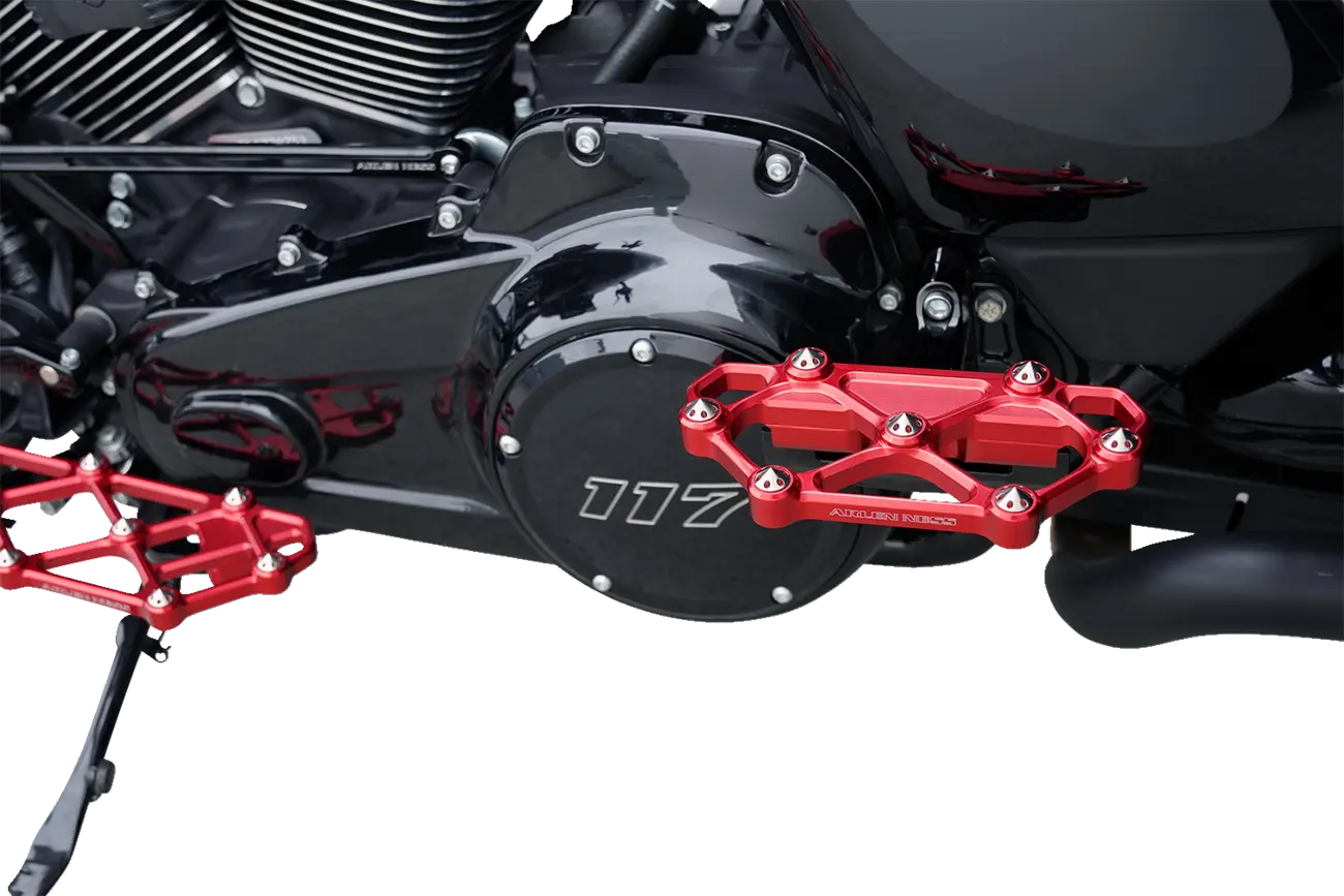 Arlen Ness Diamond Floorboards - Red Anodized