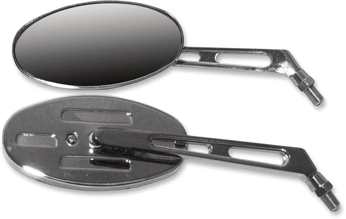 Emgo Billet Mirror - Chrome, Oval, Short Stem