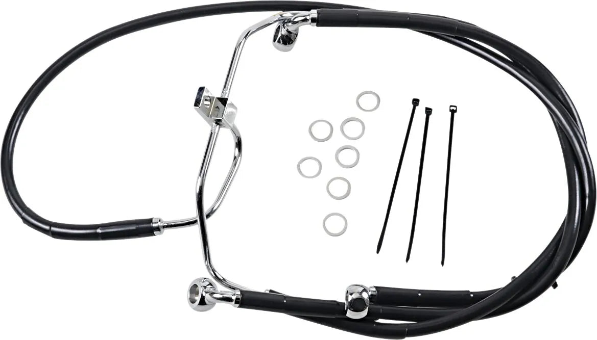 Drag Specialties Extended Black Vinyl Brake Line Kit