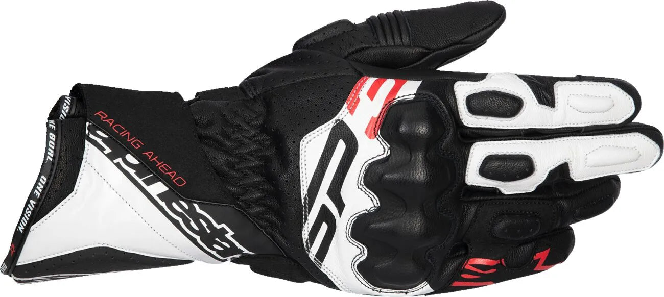 Alpinestars Sp-3 Leather Motorcycle Gloves - Black/White/Fluorescent Red