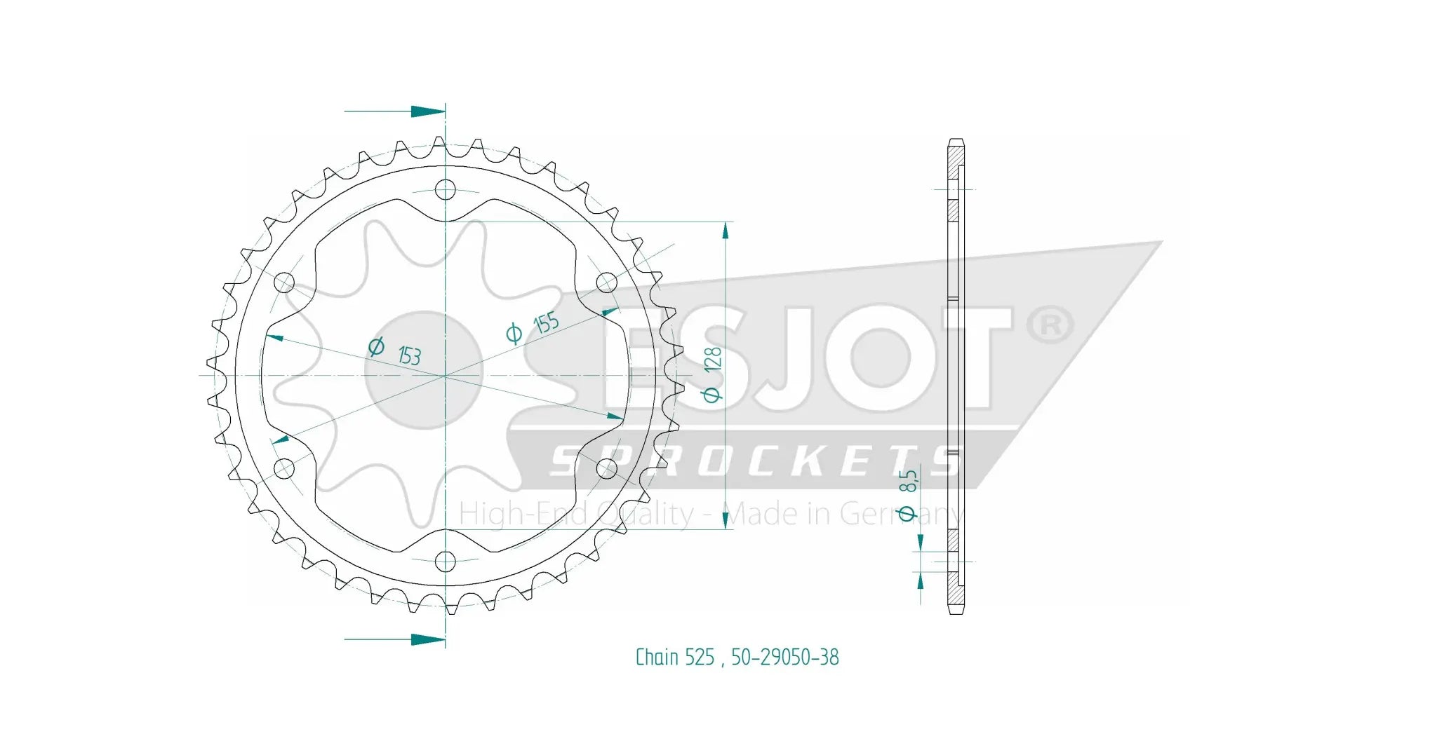 Esjot 525 Rear Sprocket - High-quality Steel