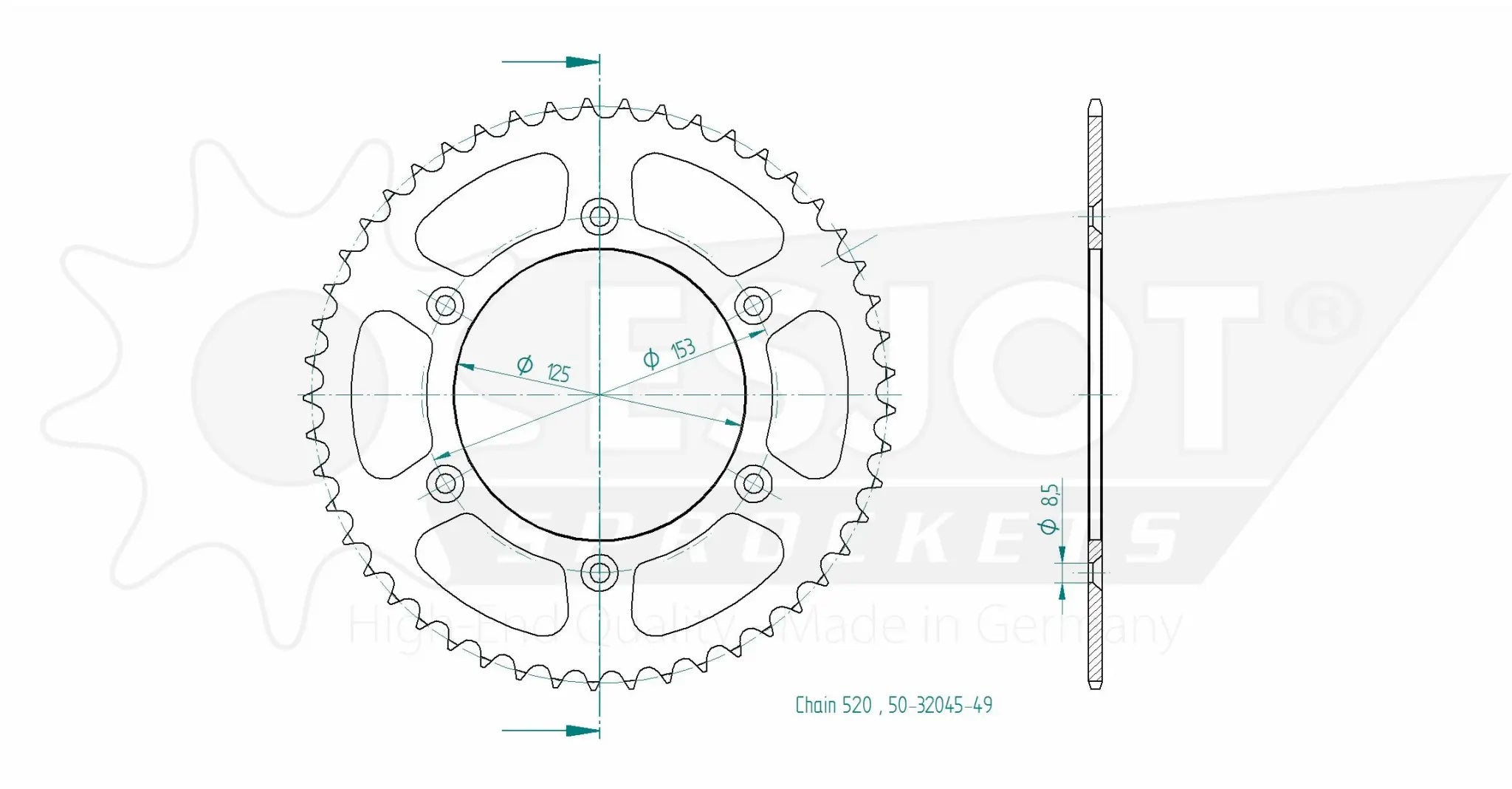 Esjot 520 Steel Rear Sprocket