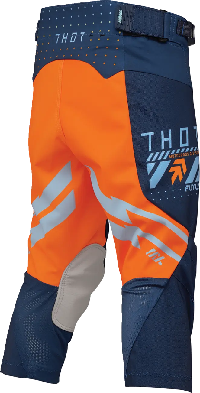 Thor Youth Launchmode Futura Racewear Pants - Light Blue/Orange/Navy
