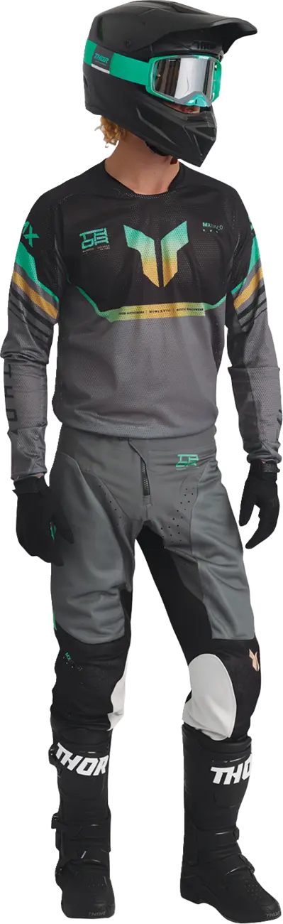 Thor Launchmode Air Raptor Racewear Pants - Black/Green/Orange/Charcoal Gray