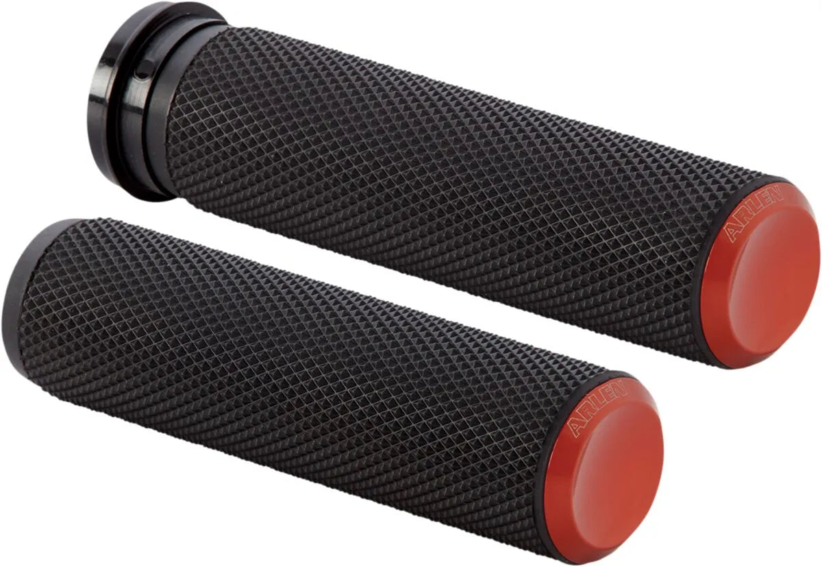 Arlen Ness Knurled Grips - Orange/black, 1"