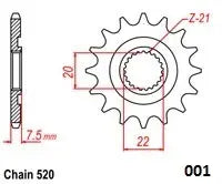 Moto-master Steel 520 Front Sprocket