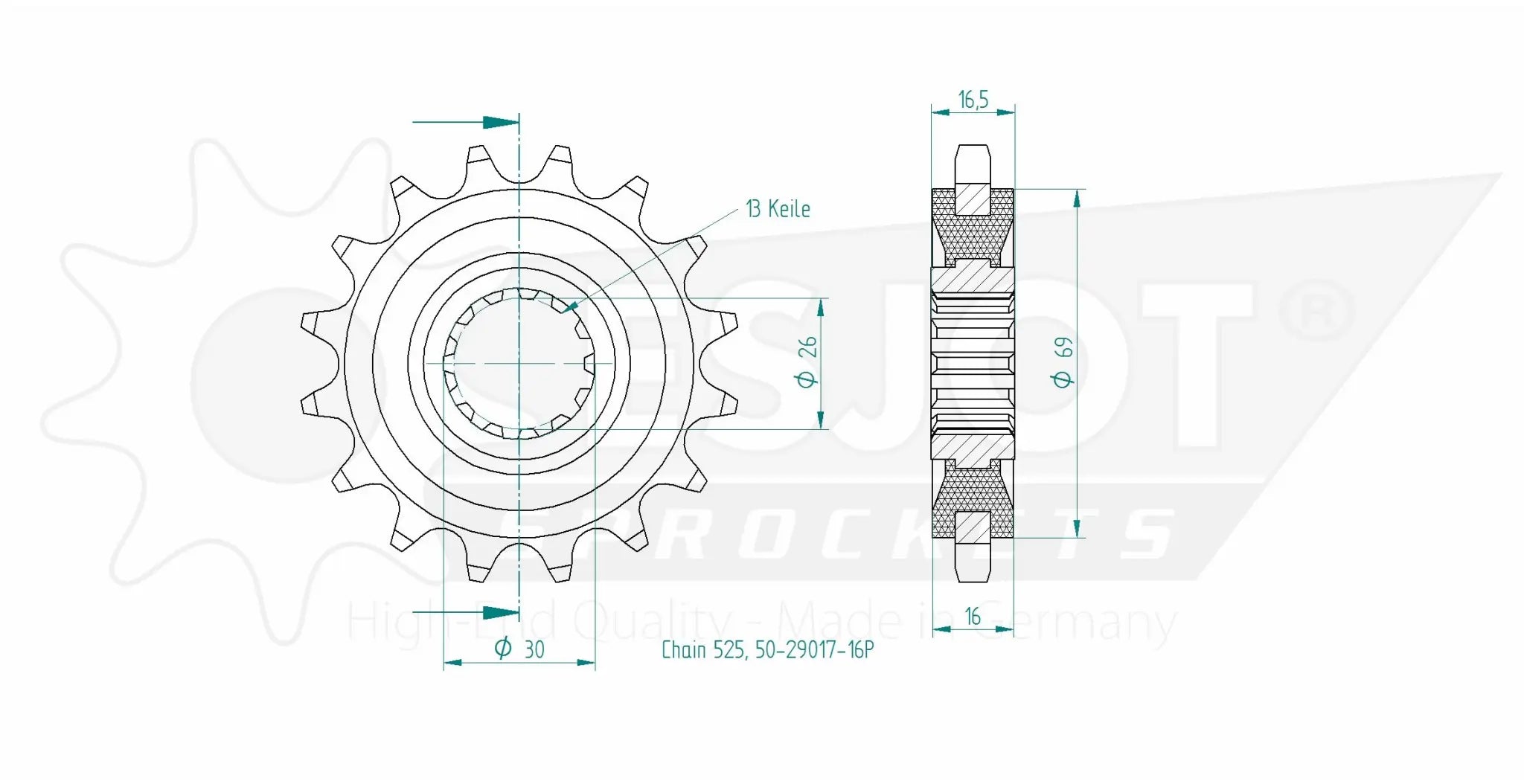 Esjot 525 Standard Front Sprocket