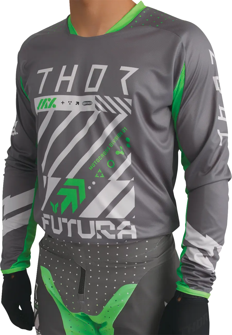 Thor Launchmode Futura Jersey - Light Gray/Charcoal Gray/Fluorescent Green
