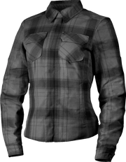 Icon Fallblock Flannel™ motorcykeljakke til kvinder – Sort/grå