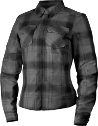 Icon Fallblock Flannel™ motorcykeljakke til kvinder – Sort/grå