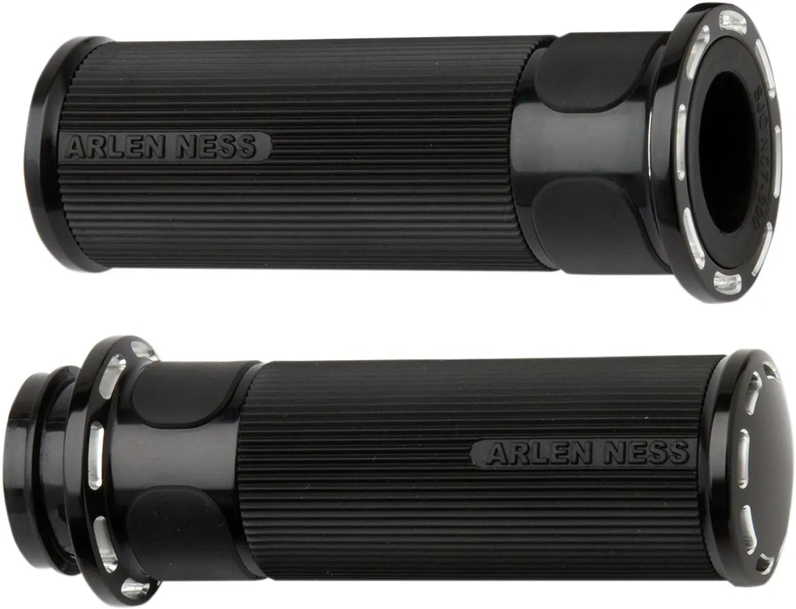 Arlen Ness Slot Track Grips - Black Anodized