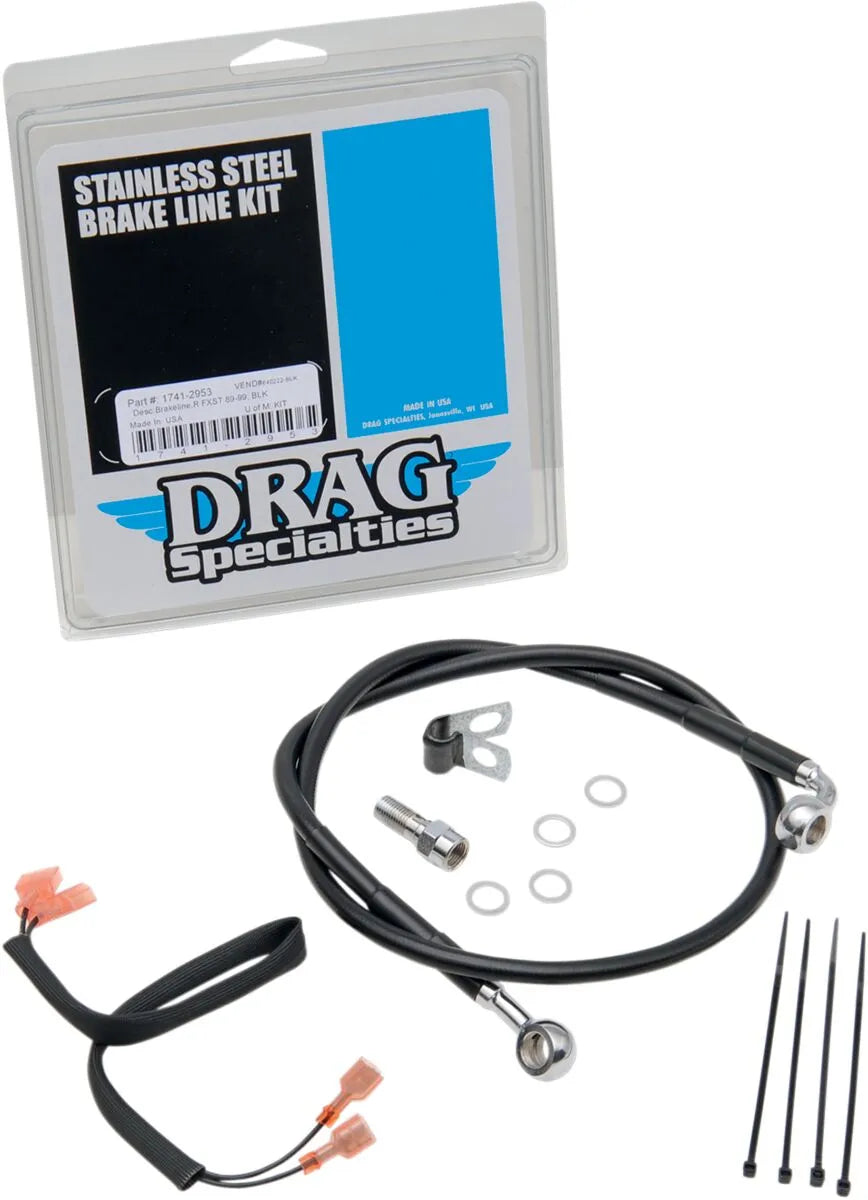 Drag Specialties Stainless Steel Brake Line Kit - Rear