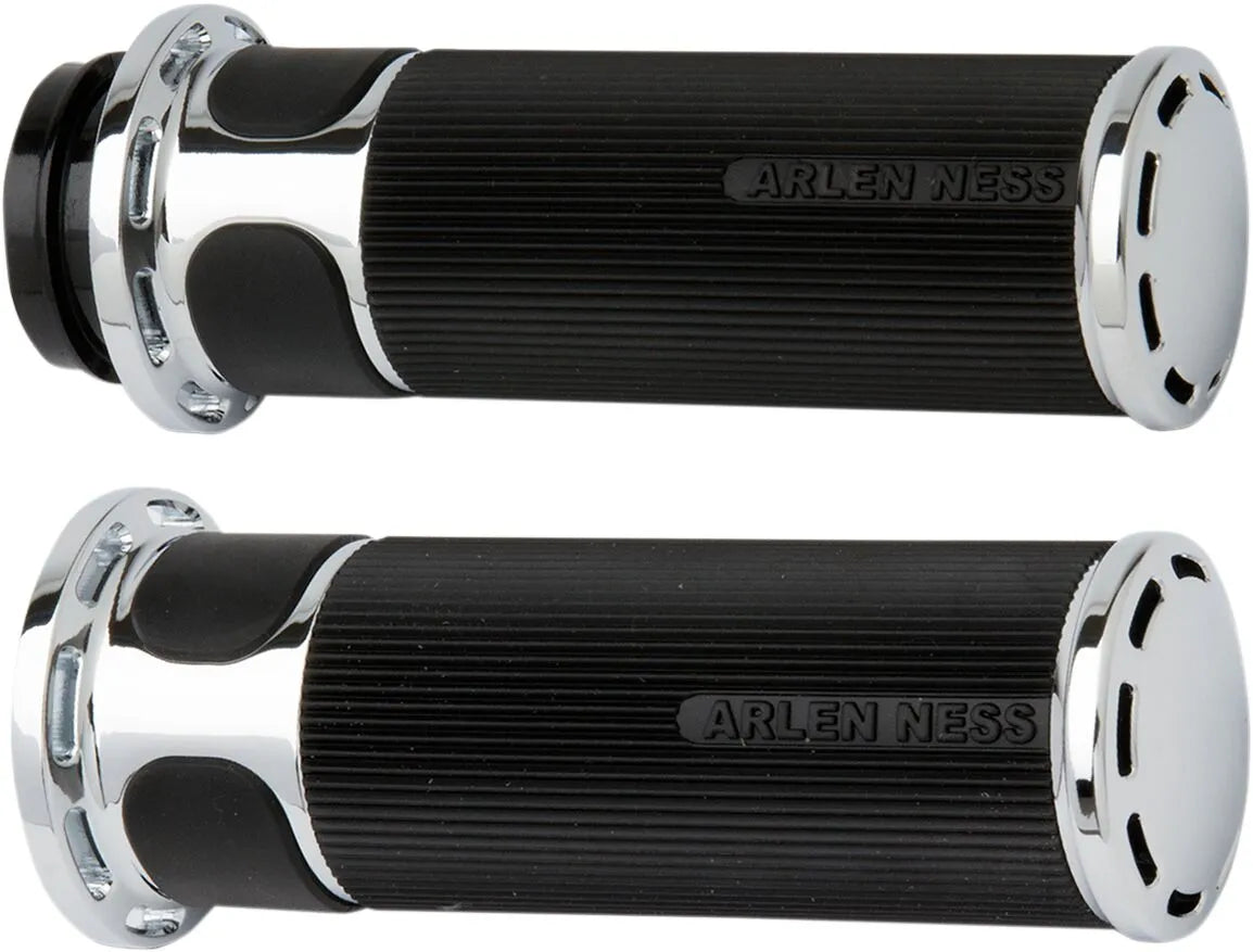 Arlen Ness Slot Track Grips - Black/chrome