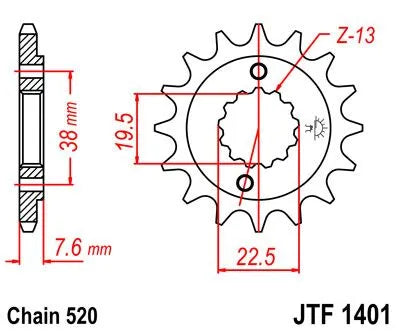 Jt Sprockets Front Sprocket - 520 Chain, 16 Tooth
