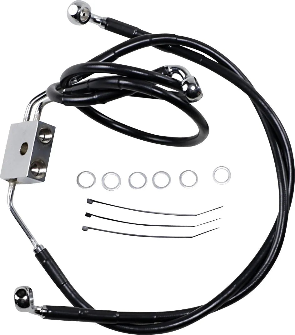 Drag Specialties Extended Black Vinyl Brake Line Kit Abs
