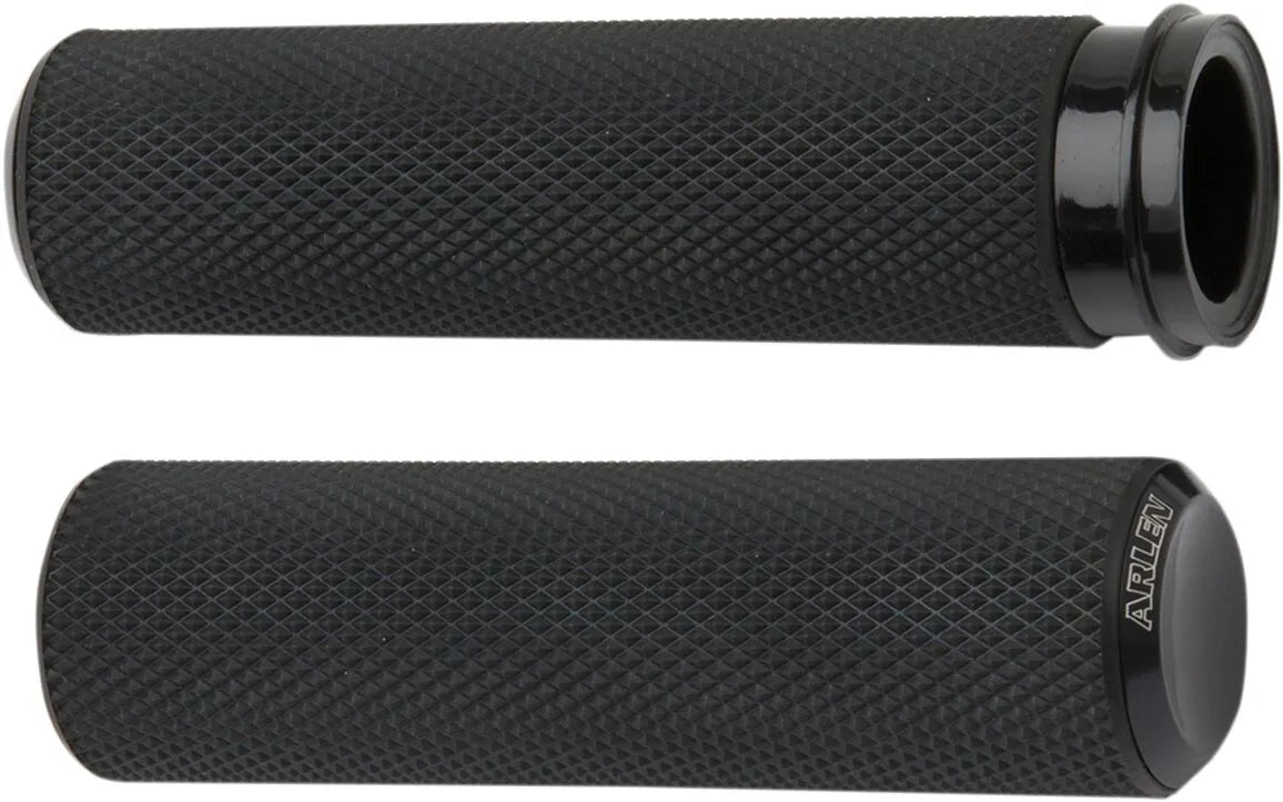 Arlen Ness Knurled Grips - Black Anodized