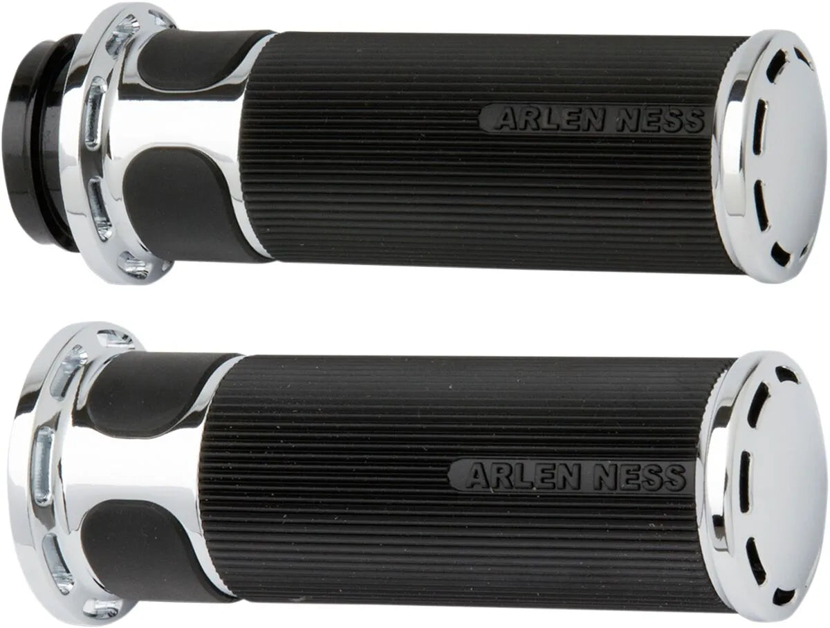 Arlen Ness Slot Track Grips - Black/chrome