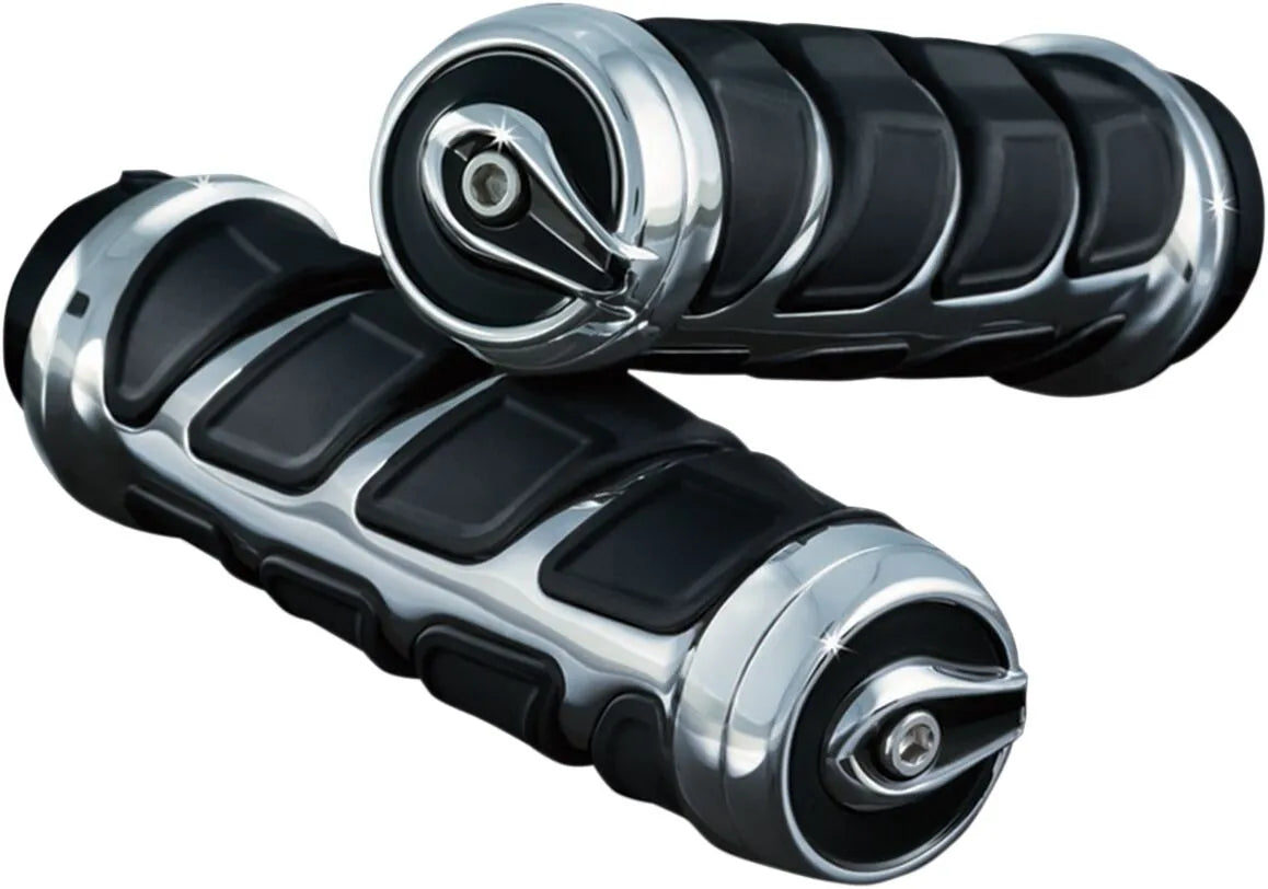 Kuryakyn Kinetic Grips - 1" Handlebar, Black/chrome