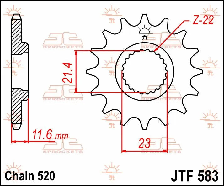 Jt Sprockets Front Sprocket - 520 Chain, 14 Tooth