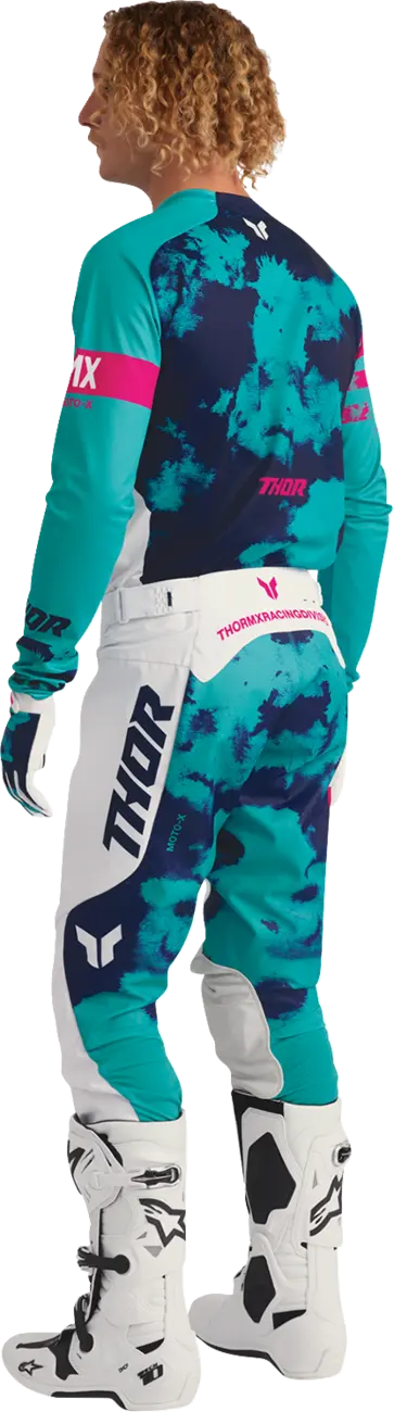Thor Launchmode Bleach Motocross Jersey - Blue/Pink/White/Aqua