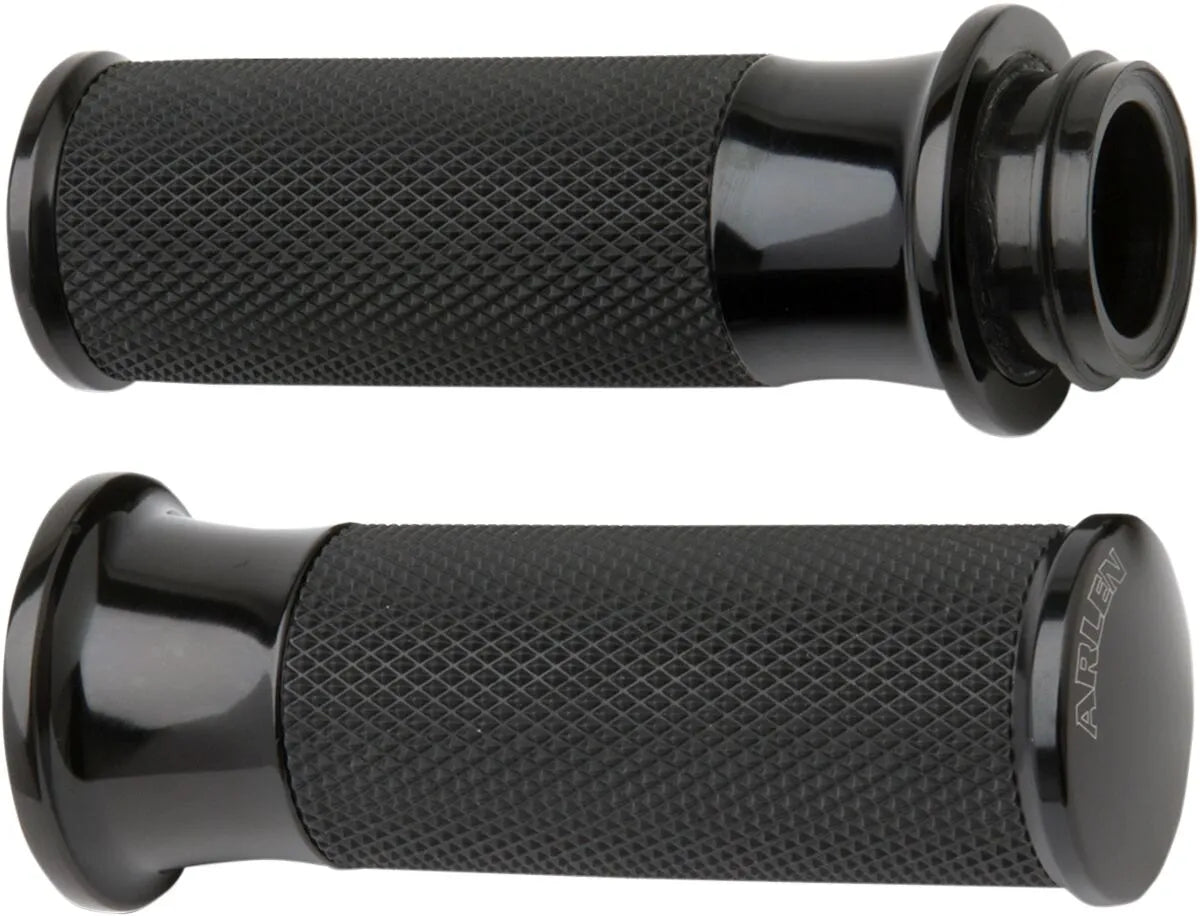 Arlen Ness Smooth Grips - Black Anodized, 1"