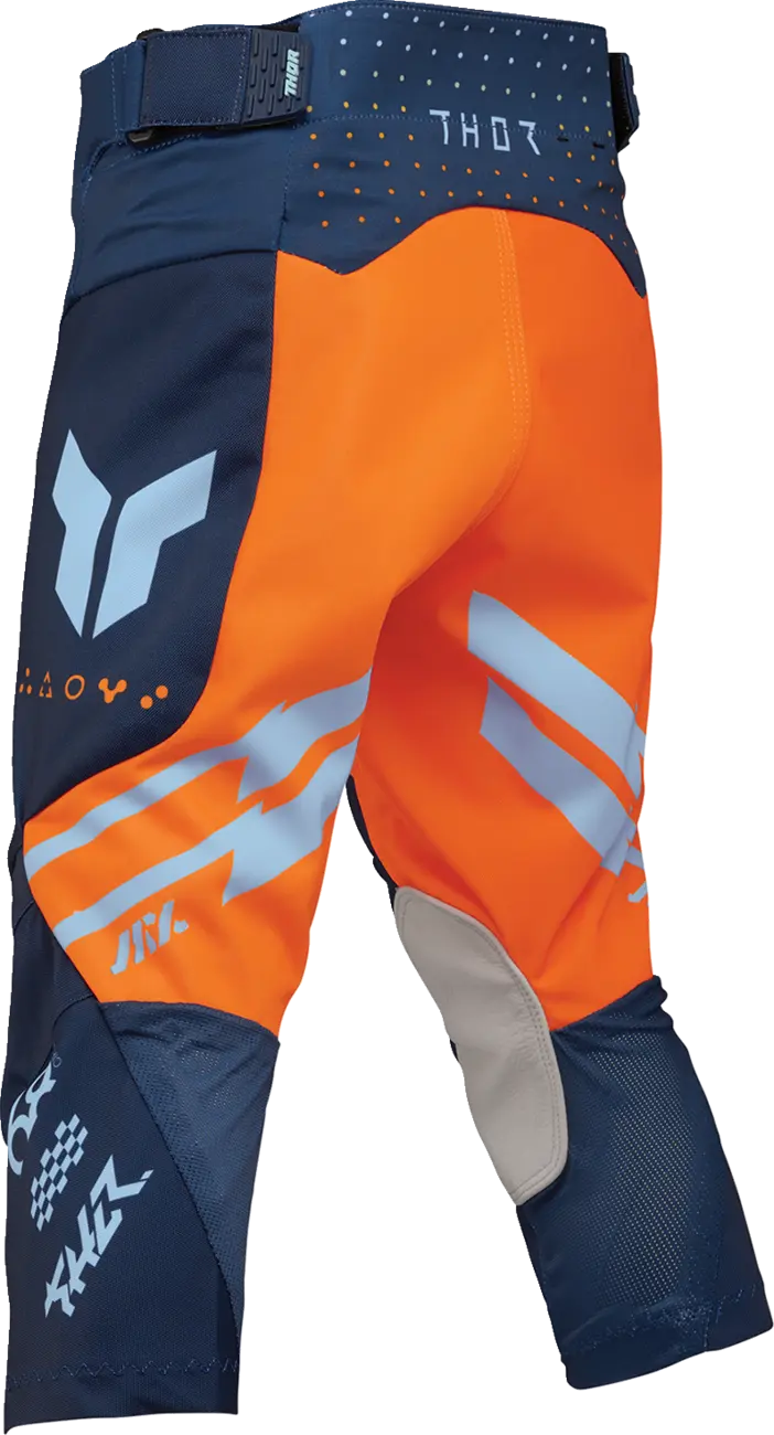 Thor Youth Launchmode Futura Racewear Pants - Light Blue/Orange/Navy