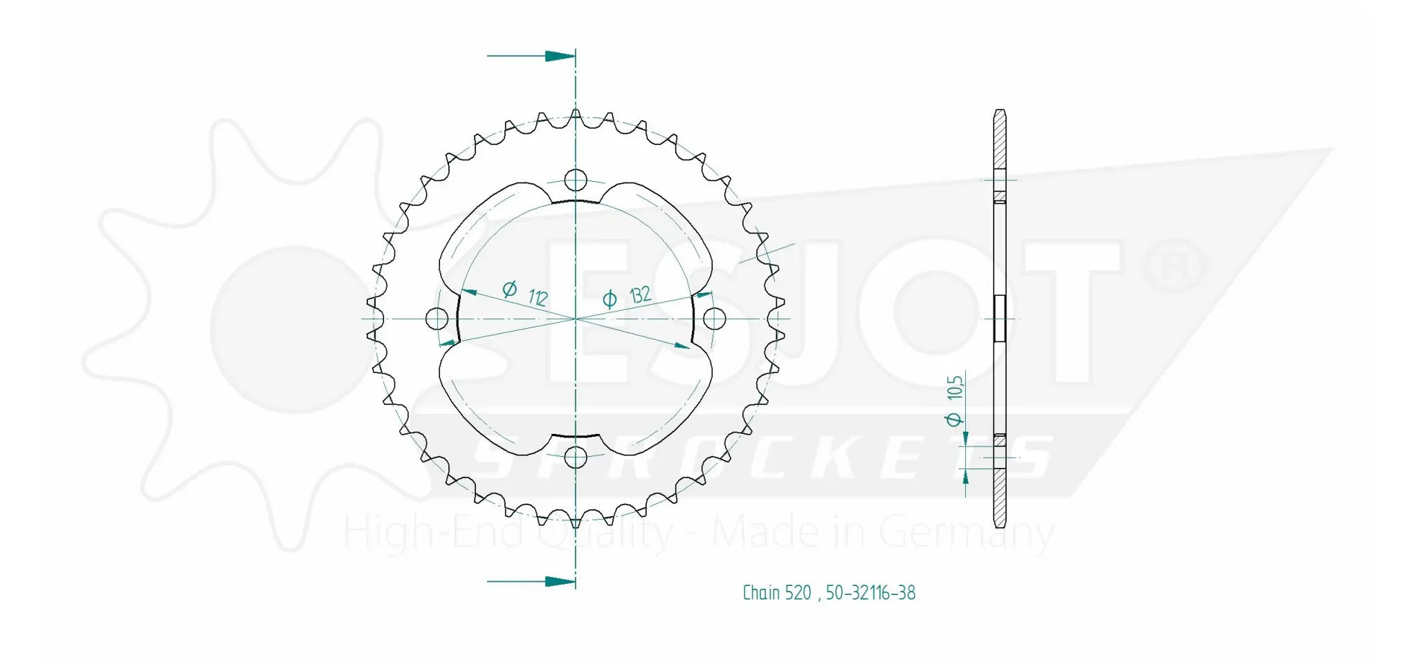 Esjot 520 Sprocket - Rear - High-performance Steel