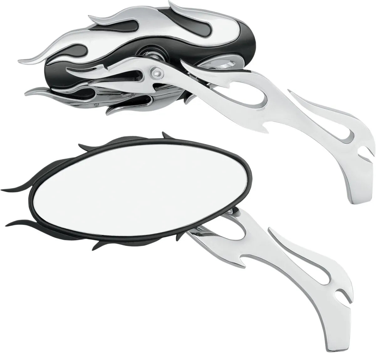 Drag Specialties Flame Oval Mirrors - Chrome