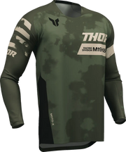 Thor Launchmode Bleach Motocross Jersey - Black/Camo Green/Off-White