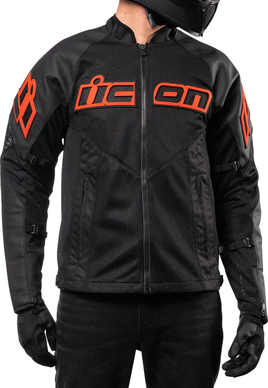 Icon Mesh Af™ Leather Jacket - Black/Red