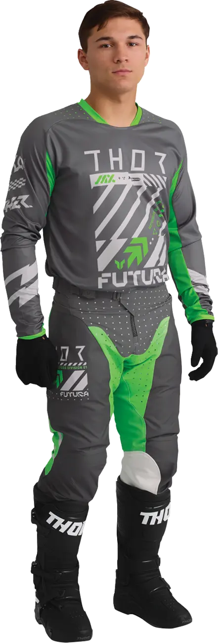 Thor Launchmode Futura Pants - Light Gray/Fluorescent Green/Charcoal Gray
