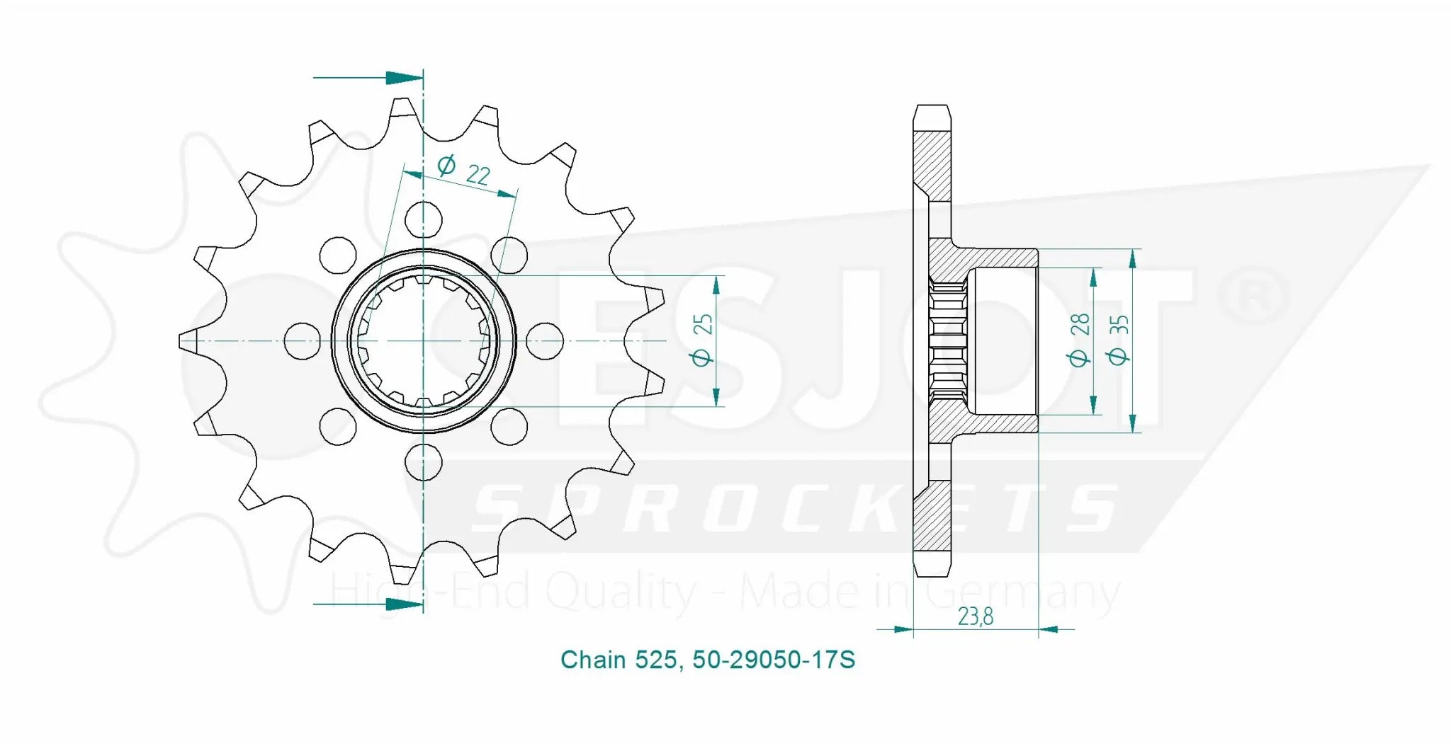 Esjot 525 Front Sprocket - High-performance Steel